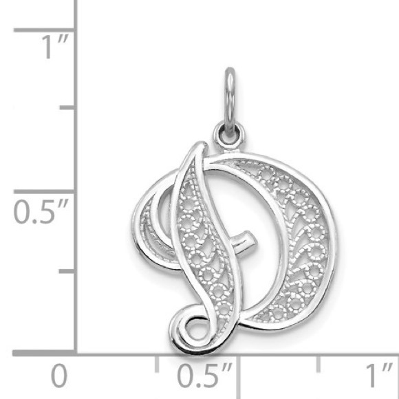 10k yellow or white genuine gold Filigree letter initial alphabet charm pendant - Picture 5 of 16